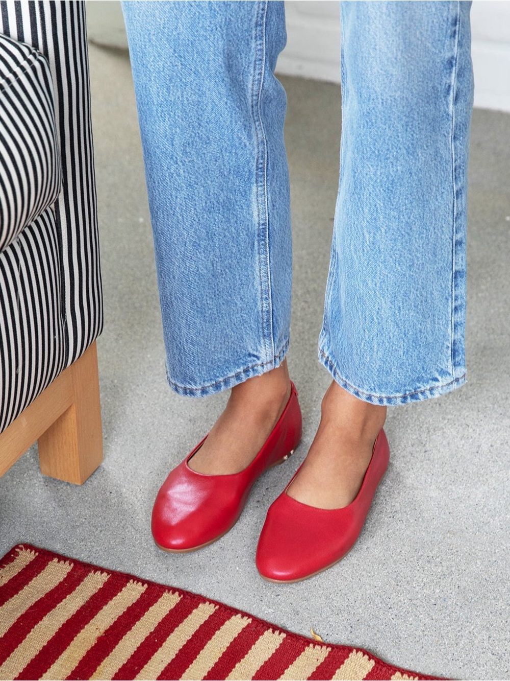 BEEK Swiftlet Red Leather Ballet Flats Slippers Lipstick Size 8.5